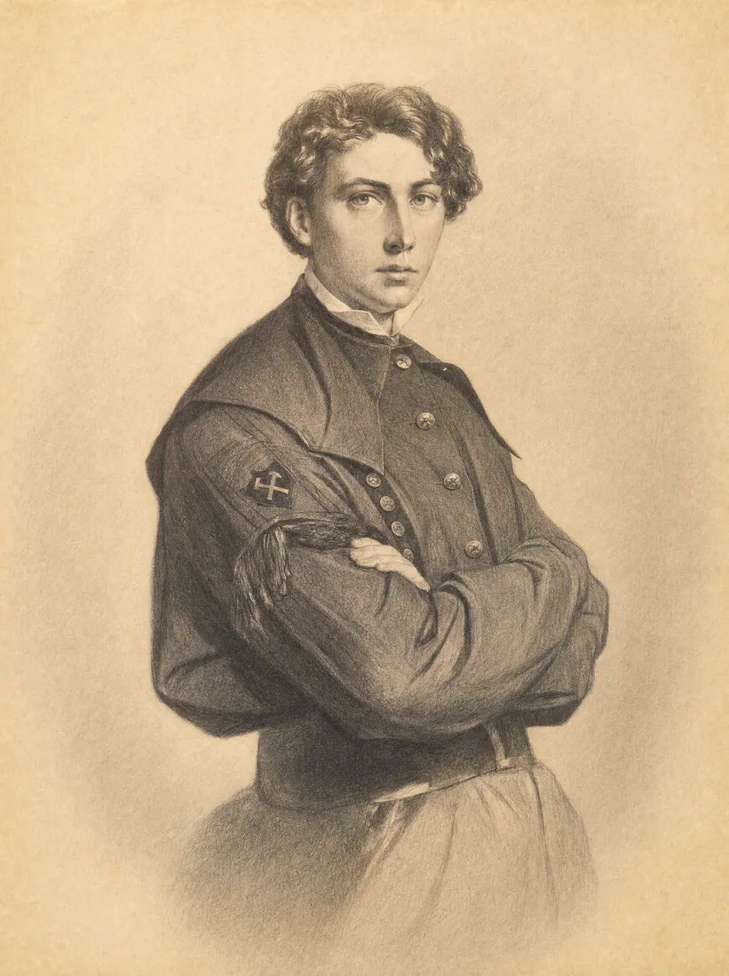 Theodor Körner als junger Bergstudent mit verschränkten Armen